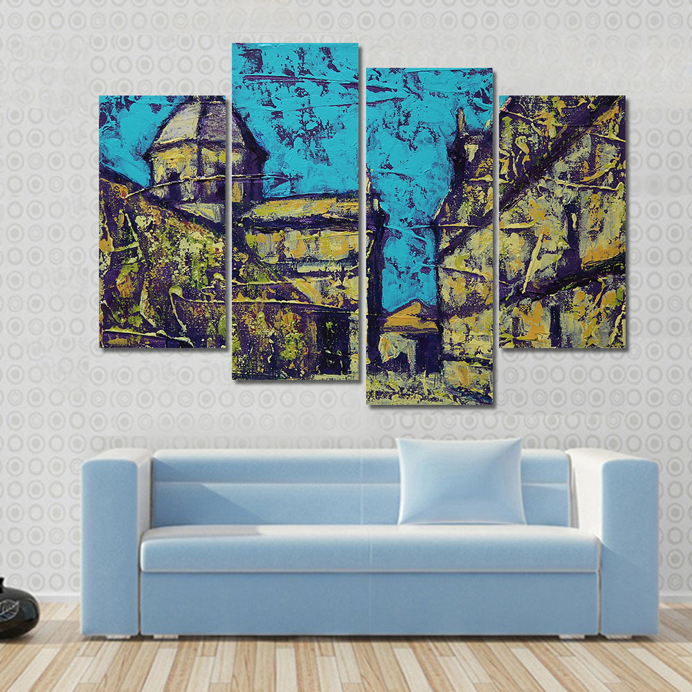 Church in Salamanca Street Scene Canvas Wall Art