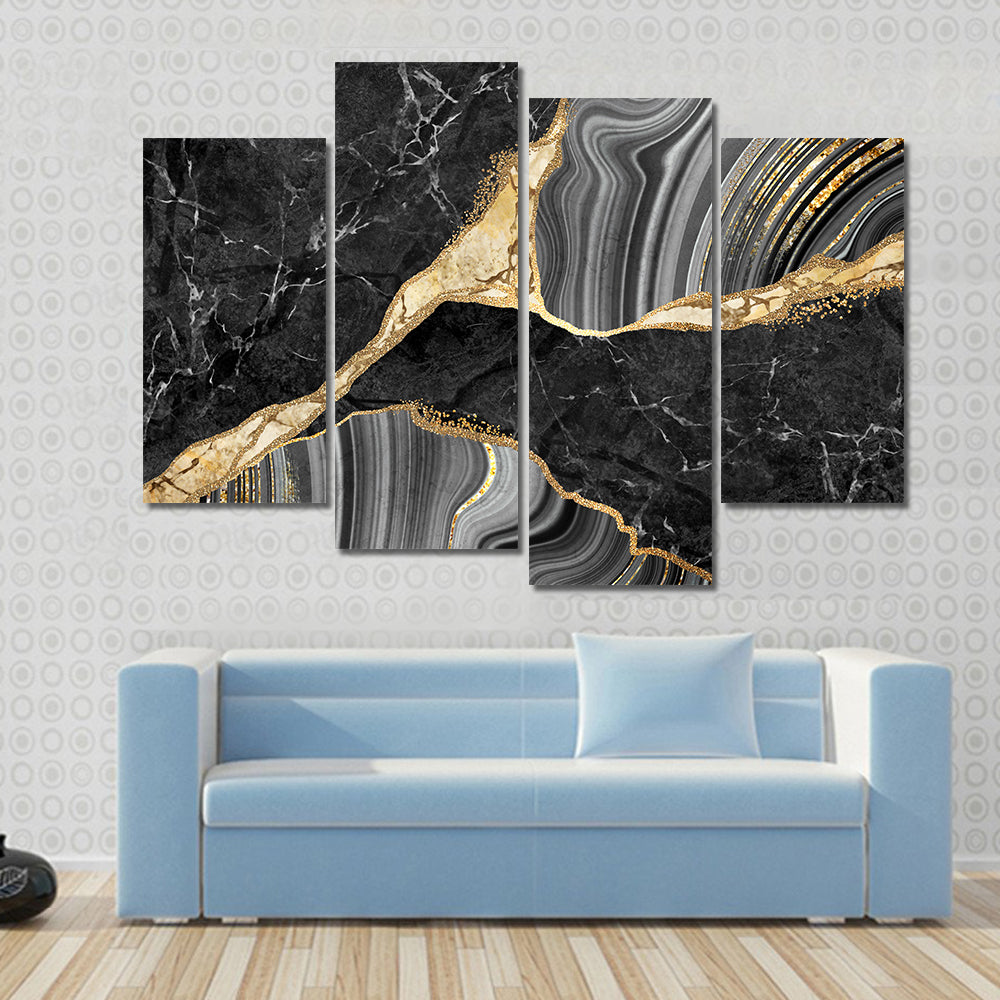 Gold-flecked Marble and Agate Texture Canvas Wall Art