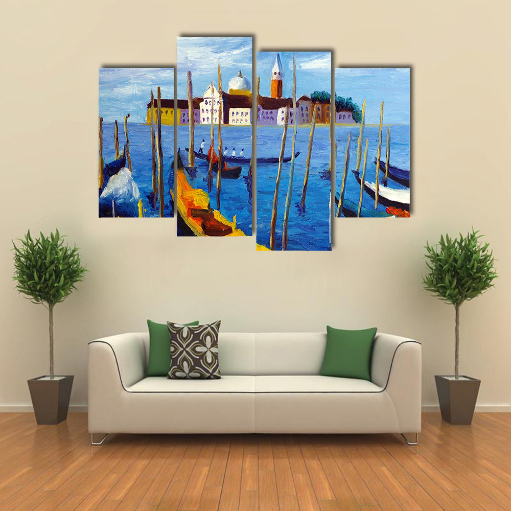Venetian Gondolas Oil Painting Canvas Wall Art