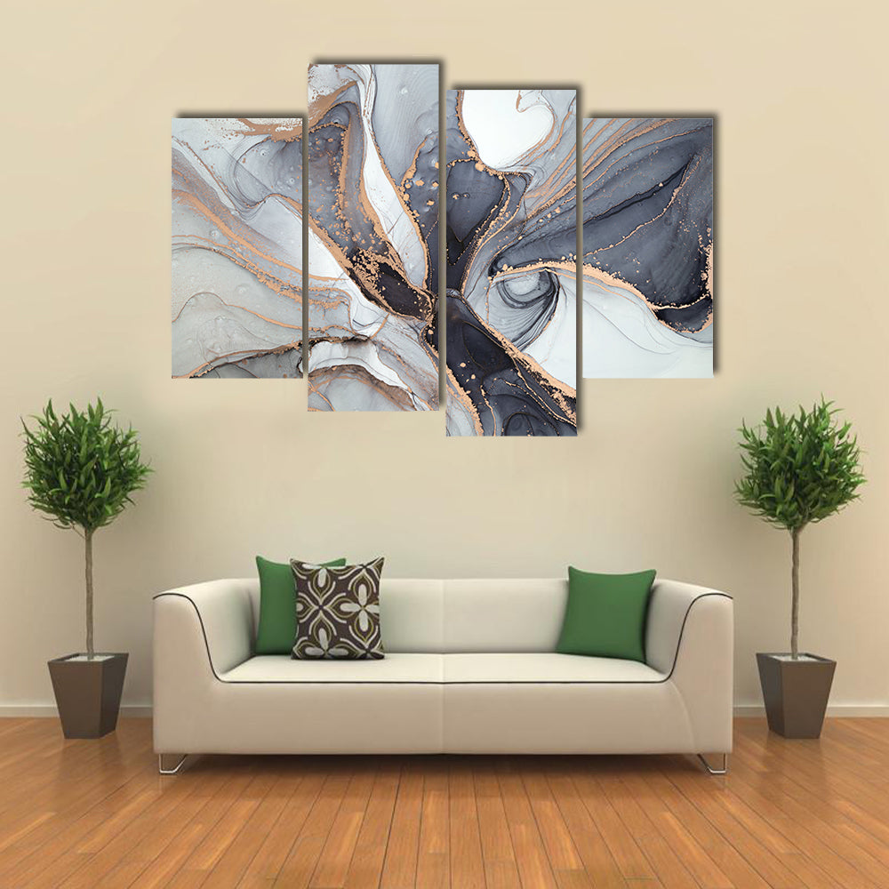 Alcohol Ink Marble with Gold Accents Canvas Wall Art