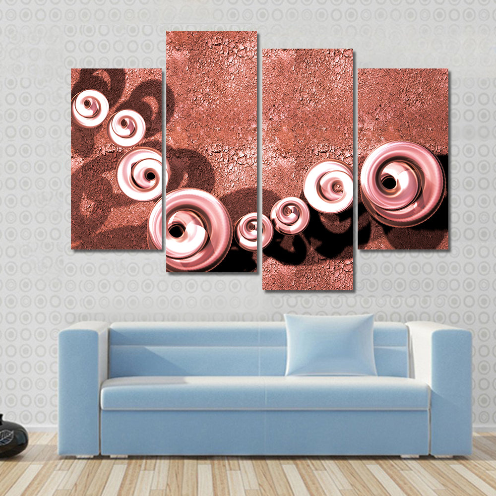 Terracotta Swirls with Glossy Spirals and Cracked Terrain Canvas Wall Art