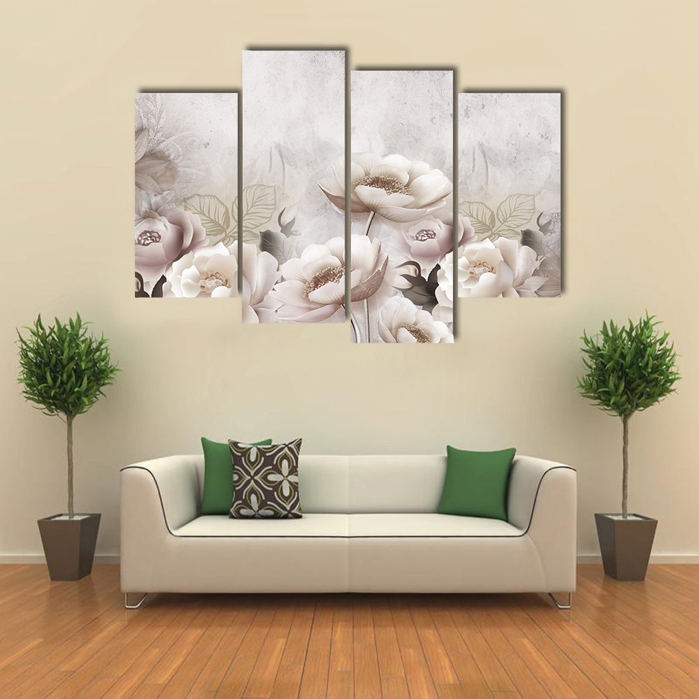 3D Decorative Flowers Canvas Wall Art