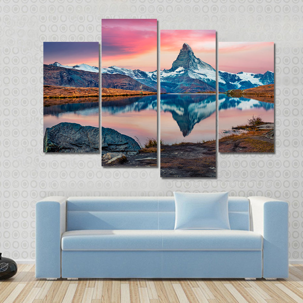 Stellisee Lake With Matterhorn Peak Canvas Wall Art