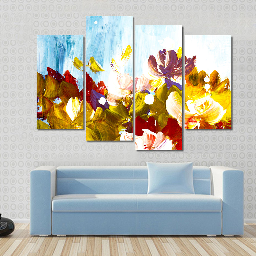 Colorful Abstract Flowers Canvas Wall Art