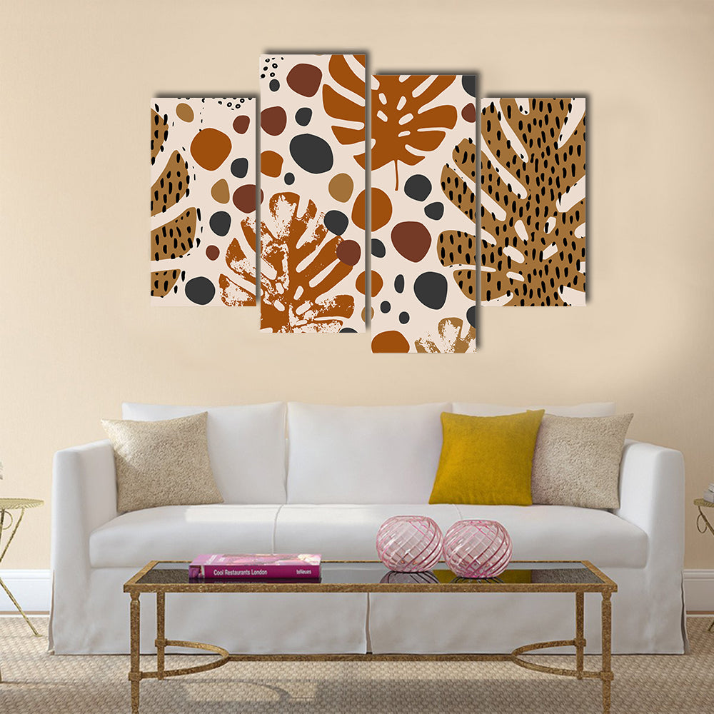 Tropical Monstera Leaf Pattern Canvas Wall Art