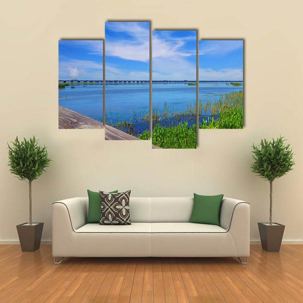 Meaher State Park Causeway Bridge Over Mobile Bay Canvas Wall Art