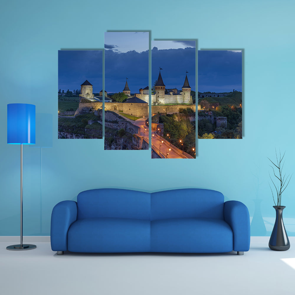 Kamianets Podilskyi Castle At Dusk In Ukraine Canvas Wall Art