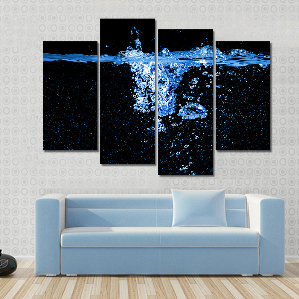 Dark Water Splash with Bubbles Canvas Wall Art
