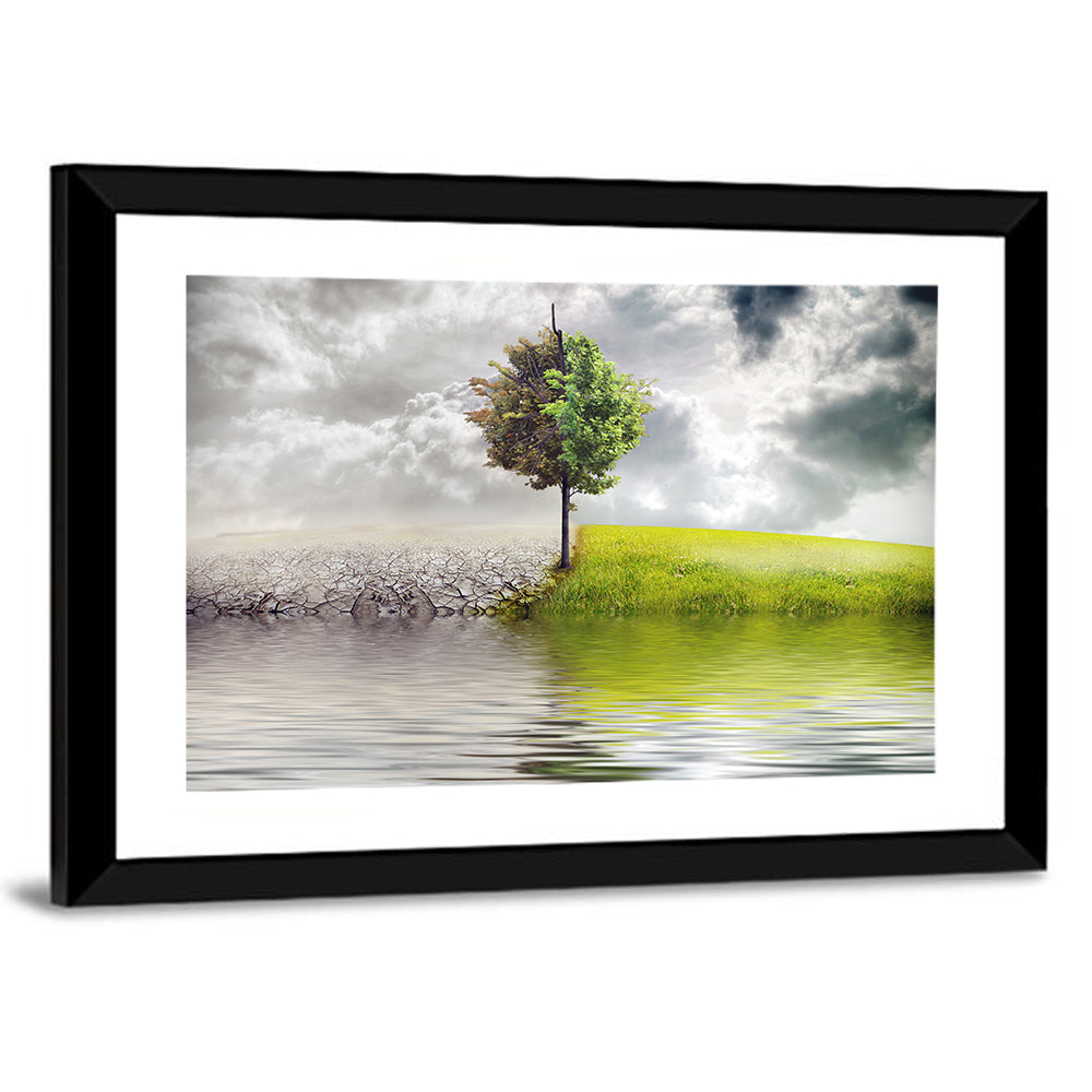 Split Tree Ecology Landscape Canvas Wall Art