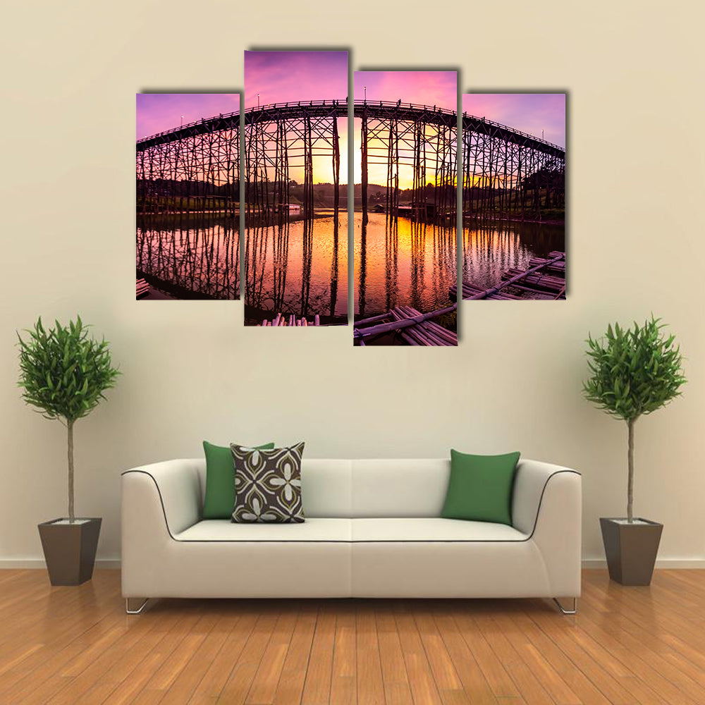 Mon Bridge At Sunset Canvas Wall Art