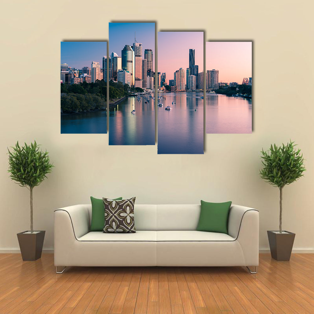 Brisbane Downtown At Sunrise Canvas Wall Art