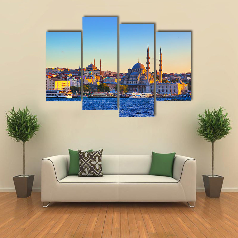 Istanbul Cityscape At Sunset Canvas Wall Art