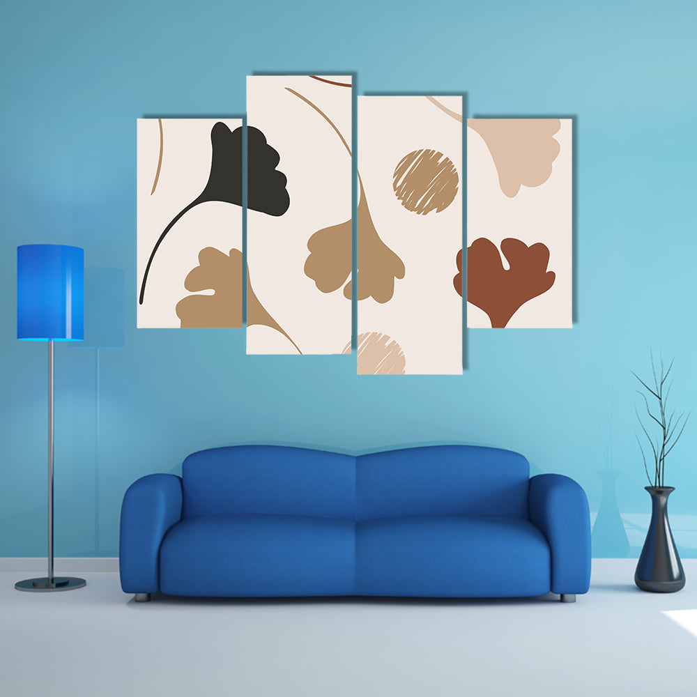 Natural Ginkgo Leaf Silhouettes Canvas Wall Art