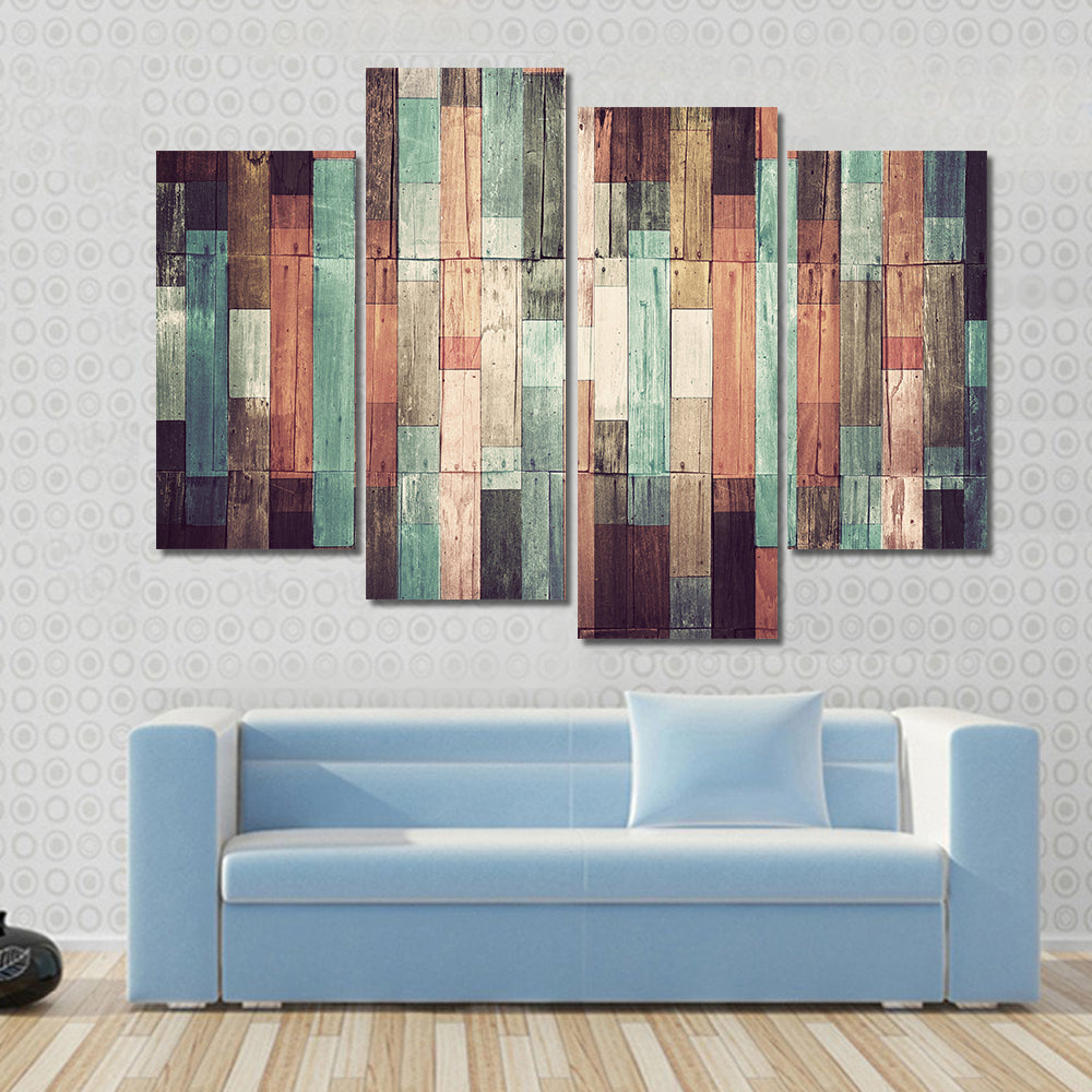Distressed Reclaimed Wood Plank Pattern Canvas Wall Art
