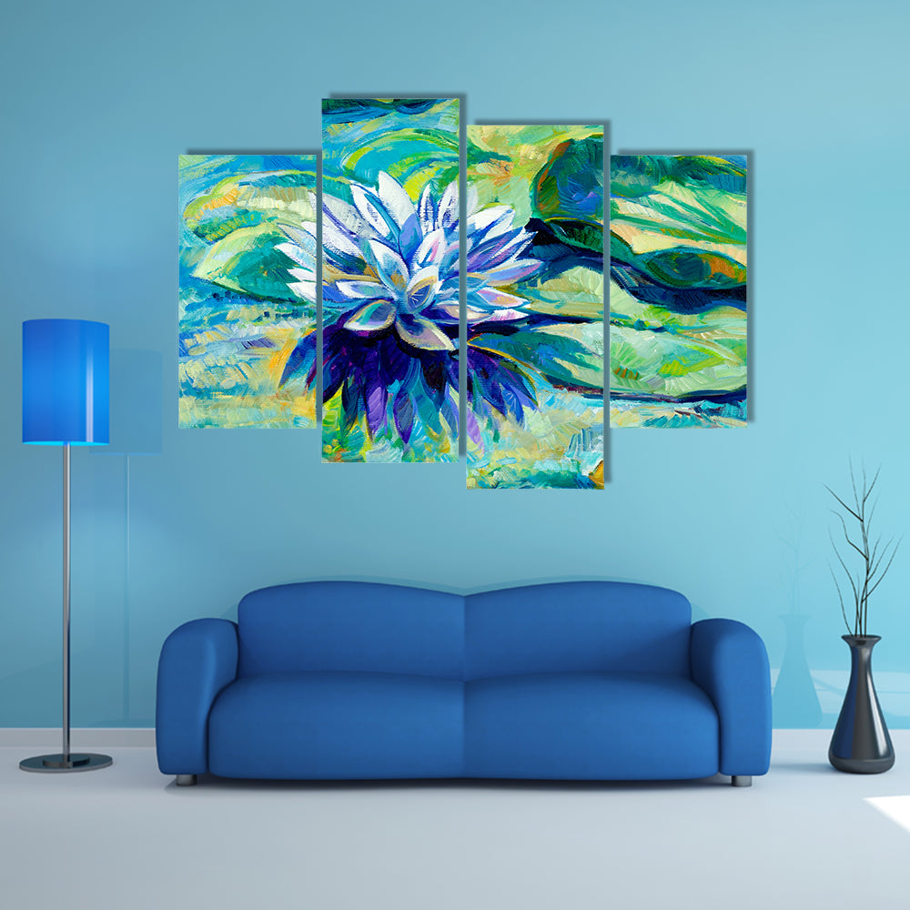 Water Lily Pond Painting Canvas Wall Art