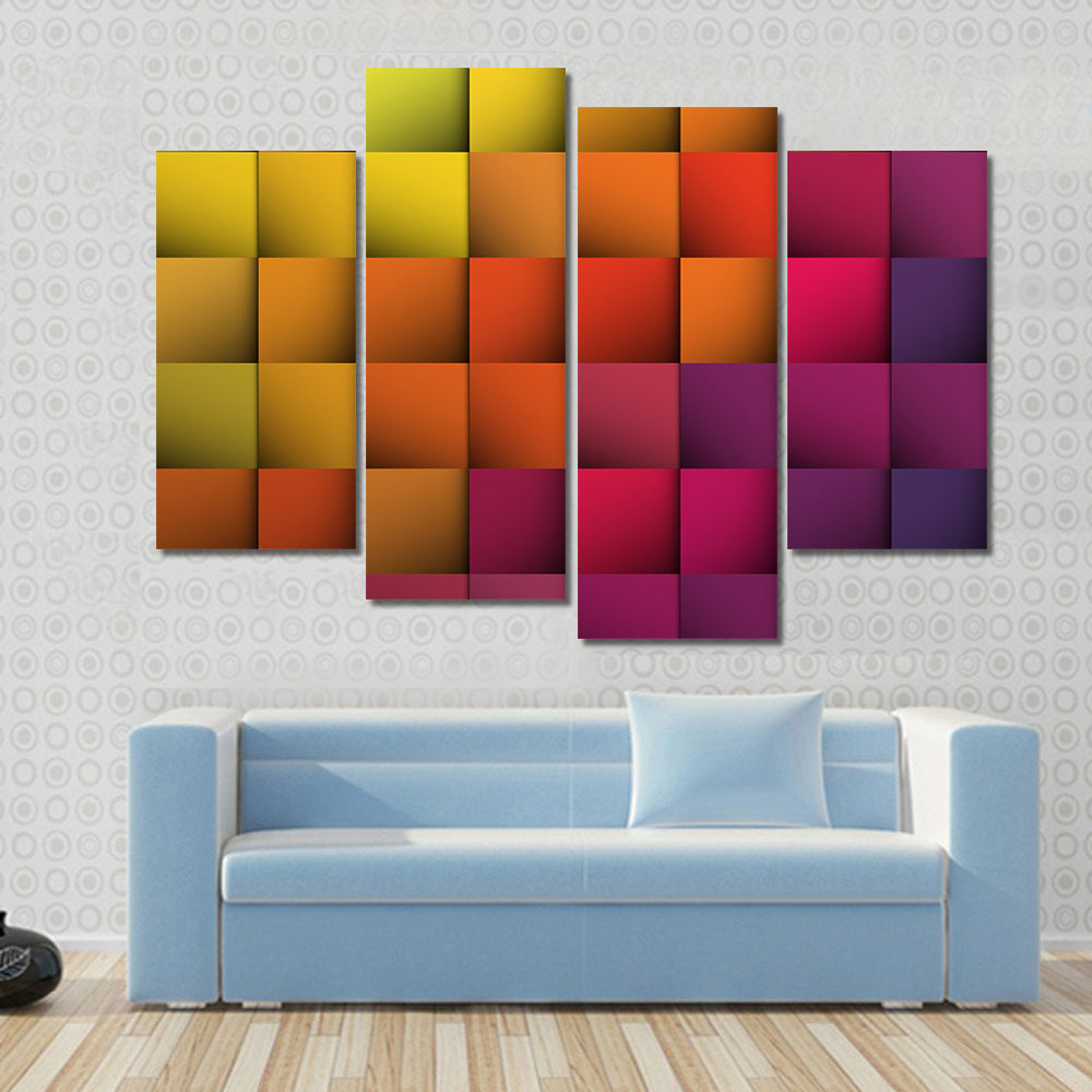 Colorful 3d Cube Grid Canvas Wall Art