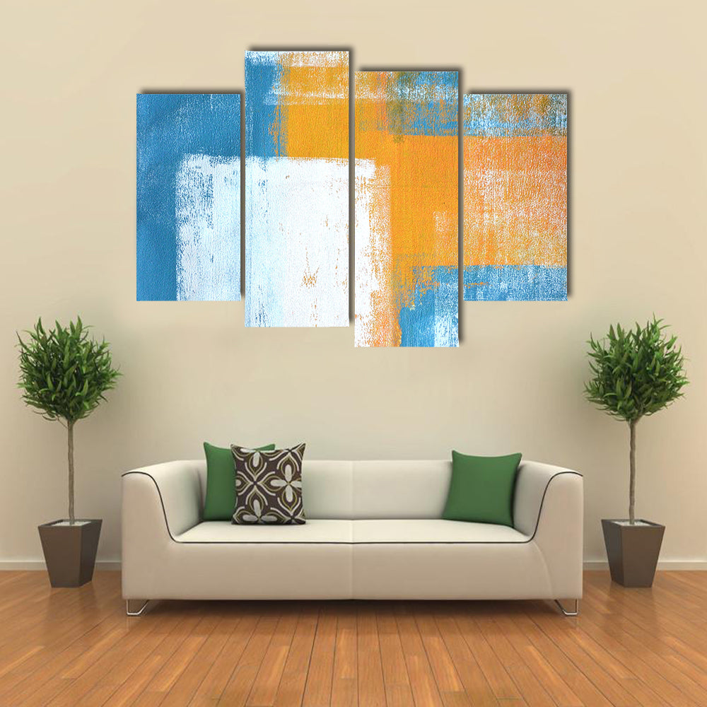 Hand-drawn Abstract Geometric Color Blocks Canvas Wall Art
