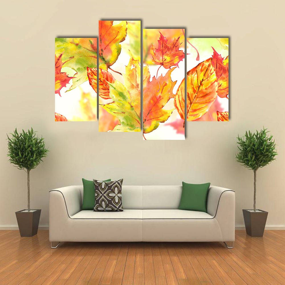 Watercolor Autumn Leaves Canvas Wall Art