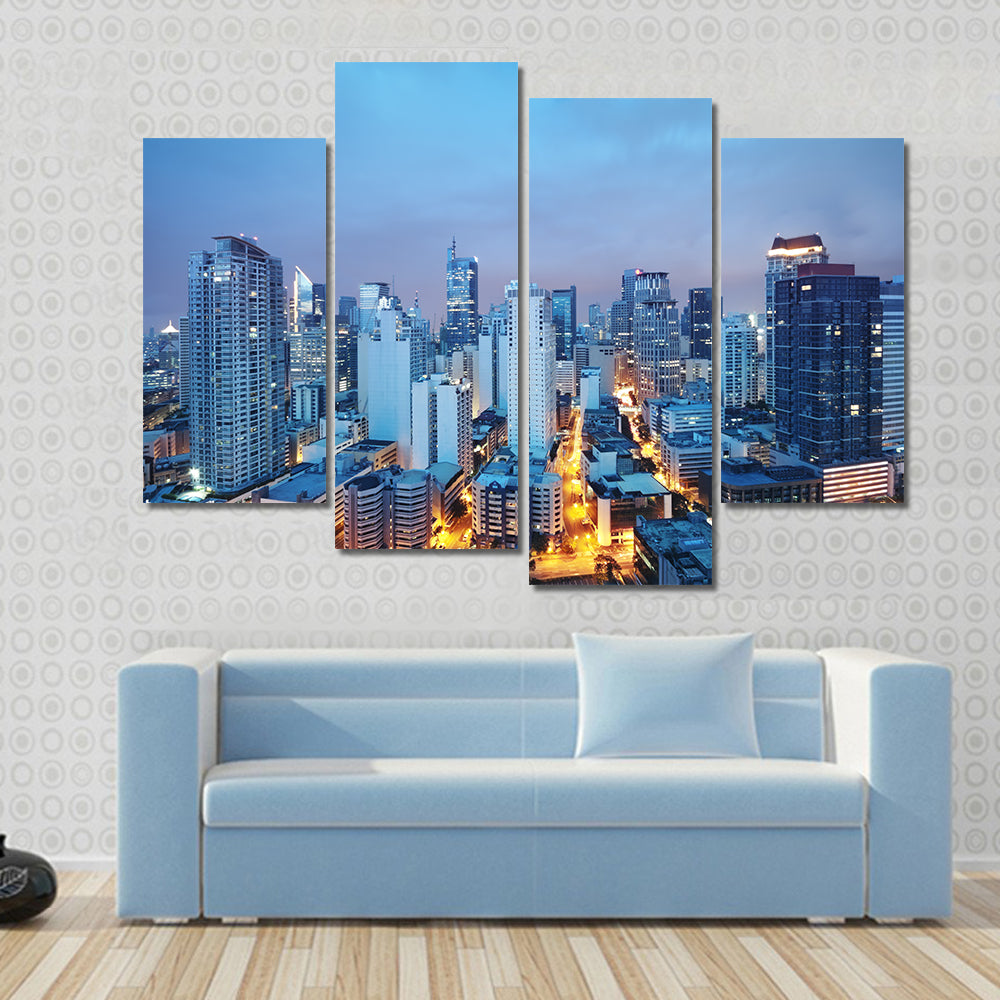 Manila Skyline at Twilight Canvas Wall Art