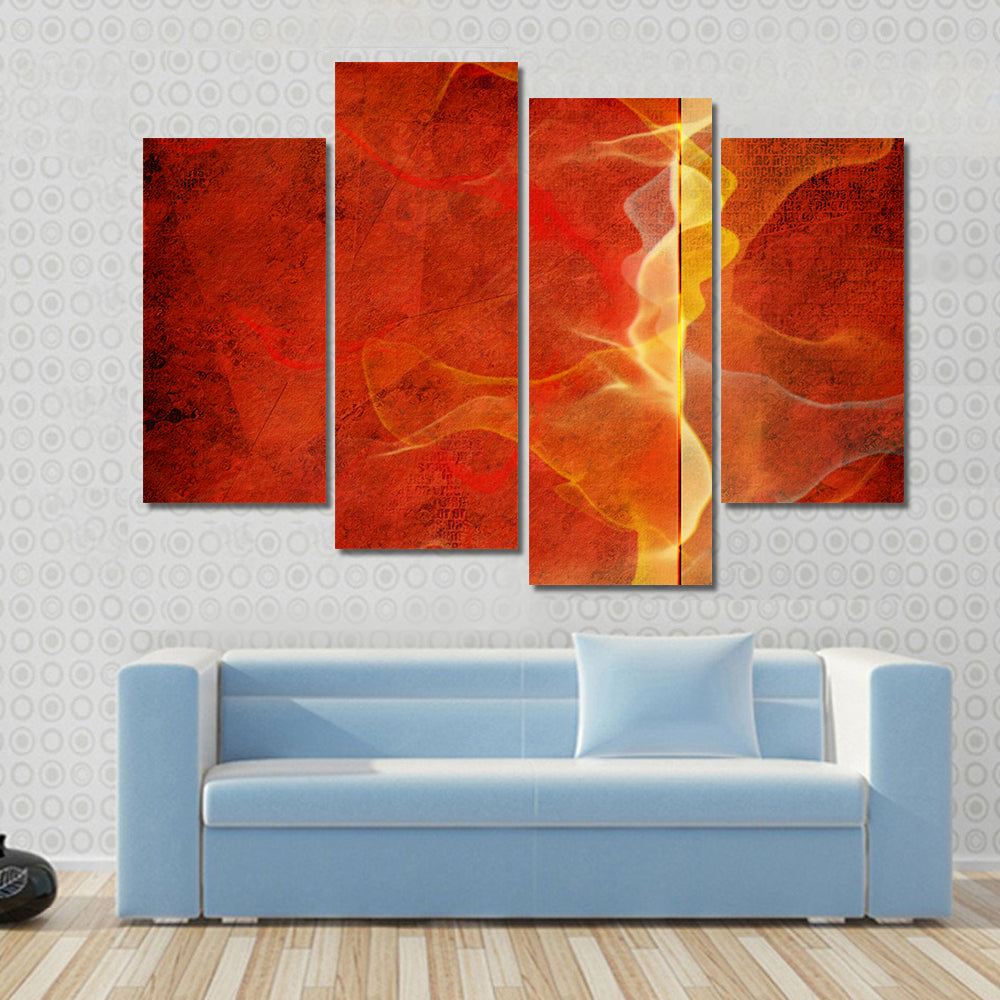 Fiery Marble Abstract in Red and Gold Canvas Wall Art