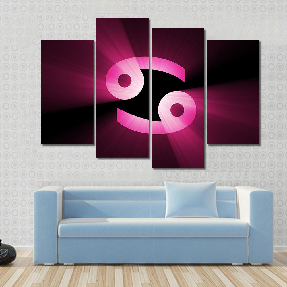 Magenta Cancer Zodiac Symbol Canvas Wall Art