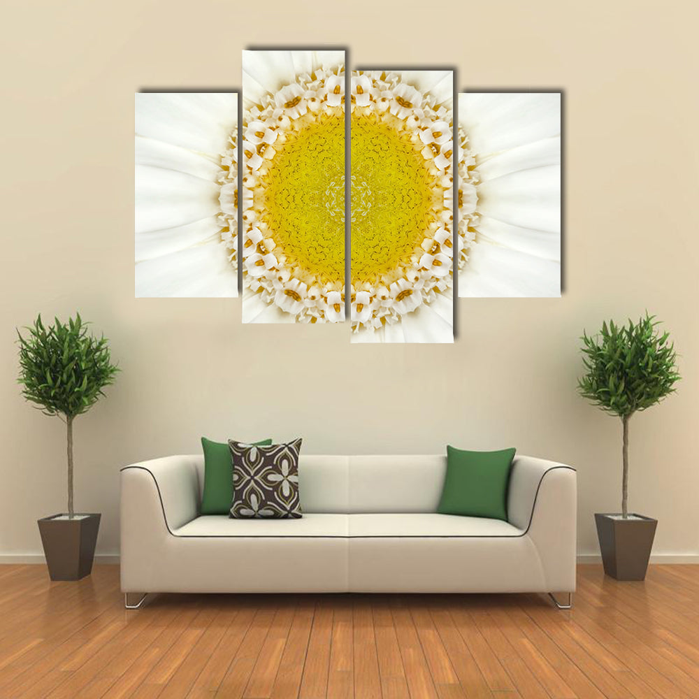 White Concentric Flower Canvas Wall Art