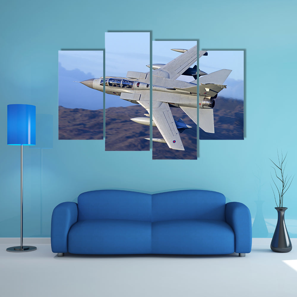 Tornado Gr4 Fighter Jet Over Mountains Canvas Wall Art