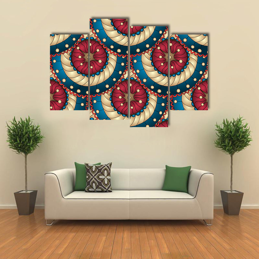 Blue and Gold Mandala Medallions Canvas Wall Art