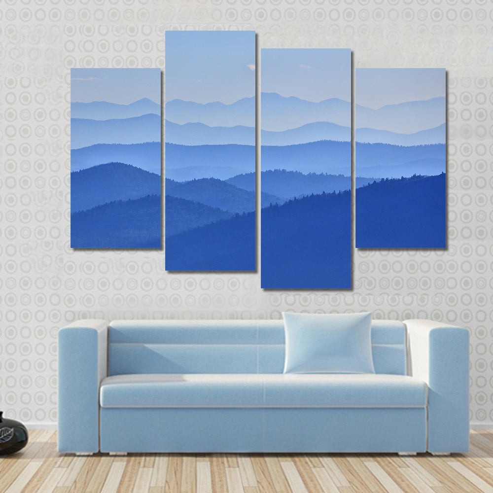 Misty Mountain Valley with Moon Canvas Wall Art