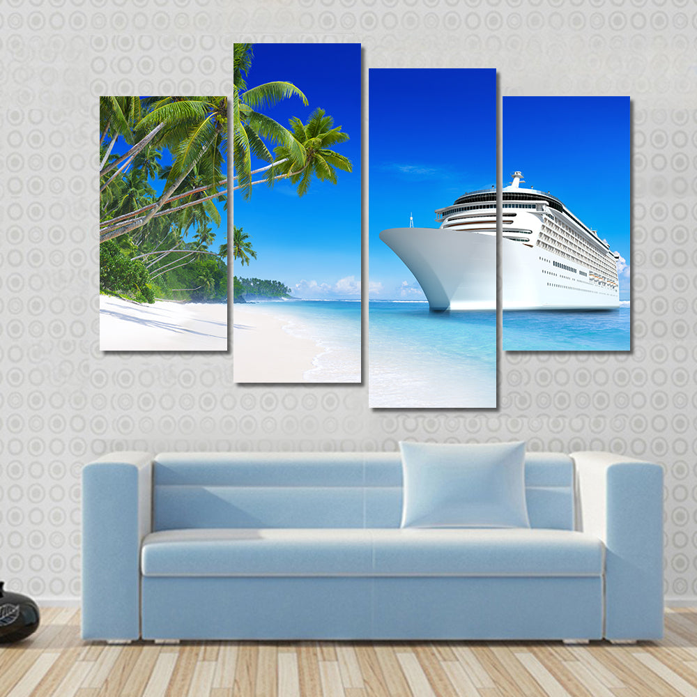 Summertime Cruise Ship by Tropical Beach Canvas Wall Art