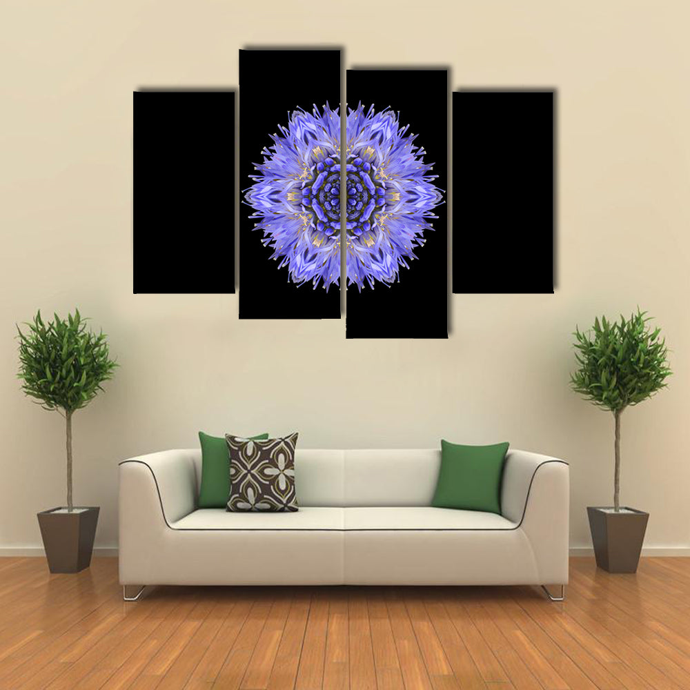 Blue Mandala Cornflower Canvas Wall Art