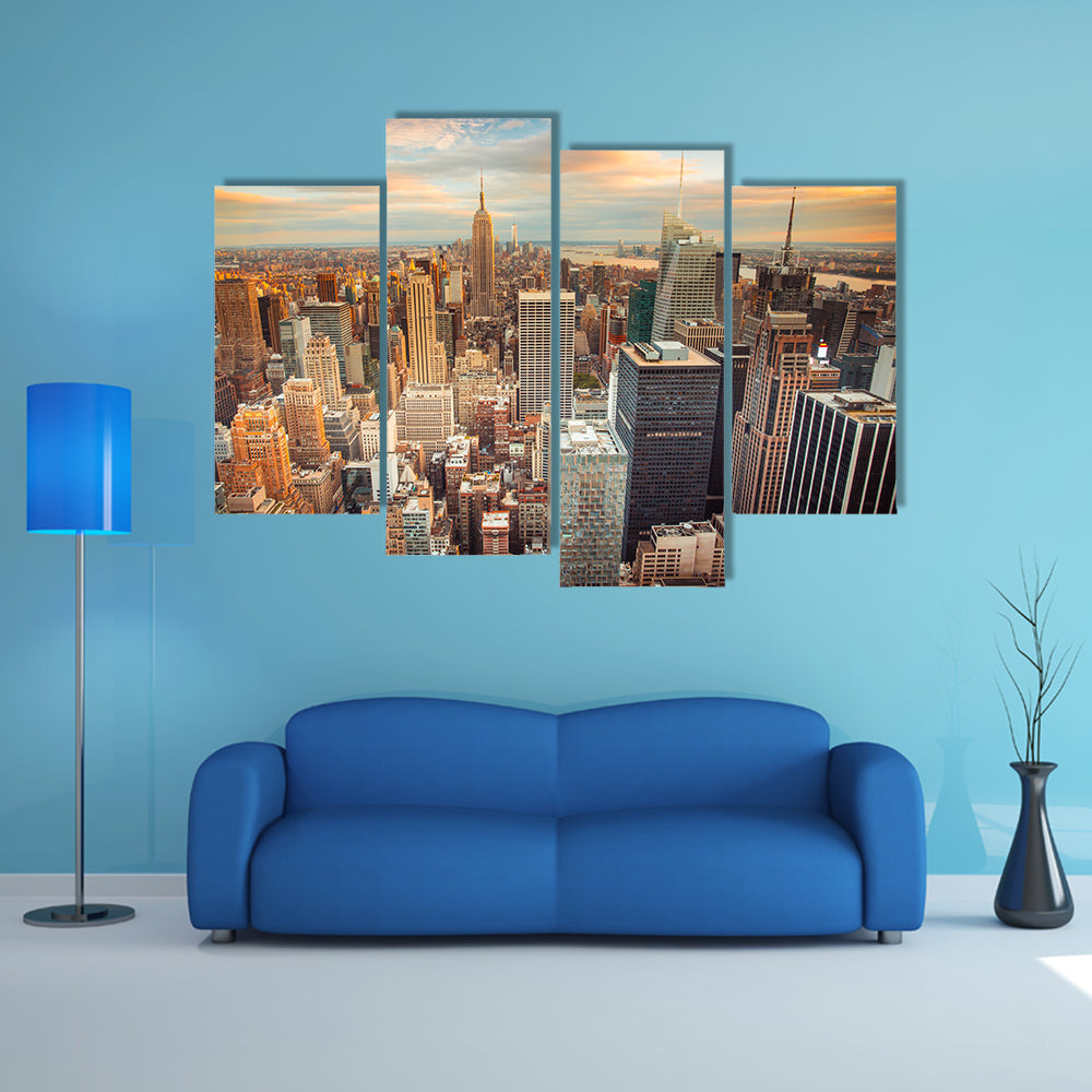 New York City At Sunset Canvas Wall Art
