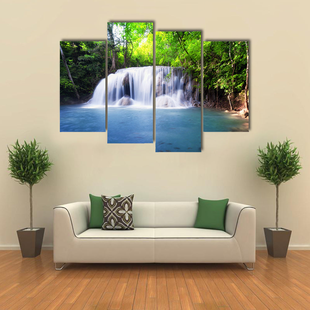 Tropical Waterfall in Thailand Canvas Wall Art