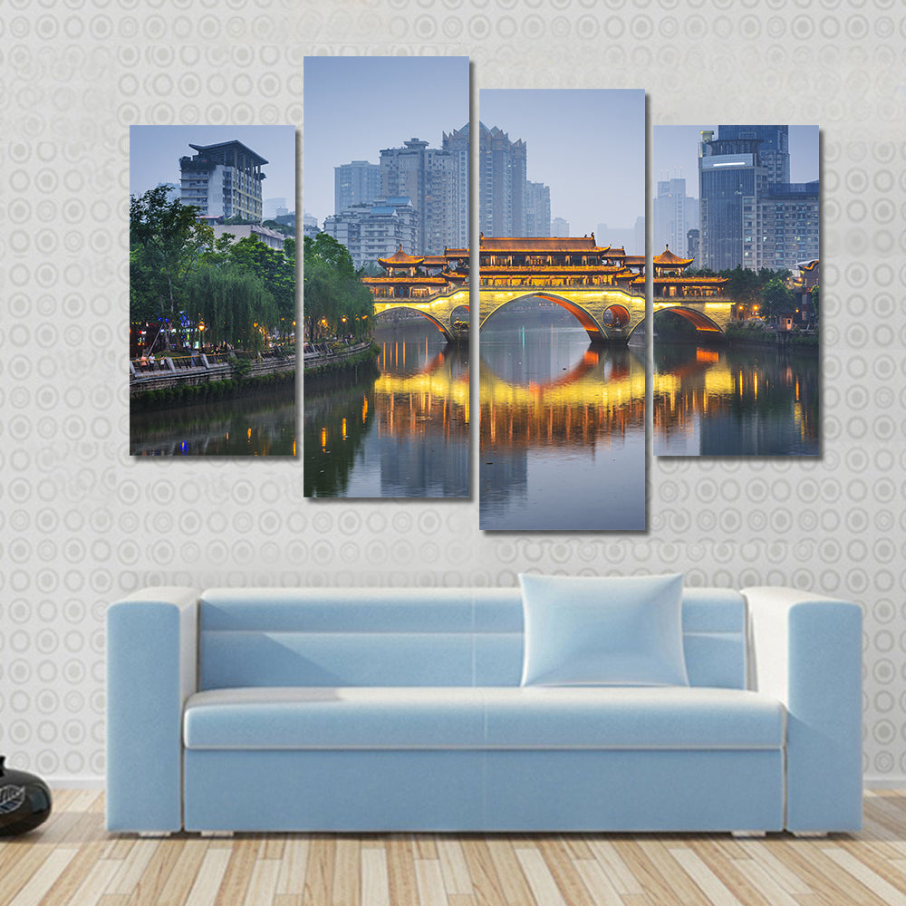 Anshun Bridge on Jin River Chengdu Canvas Wall Art