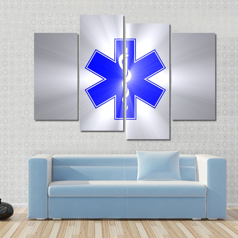 Star of Life with Rod of Asclepius Canvas Wall Art