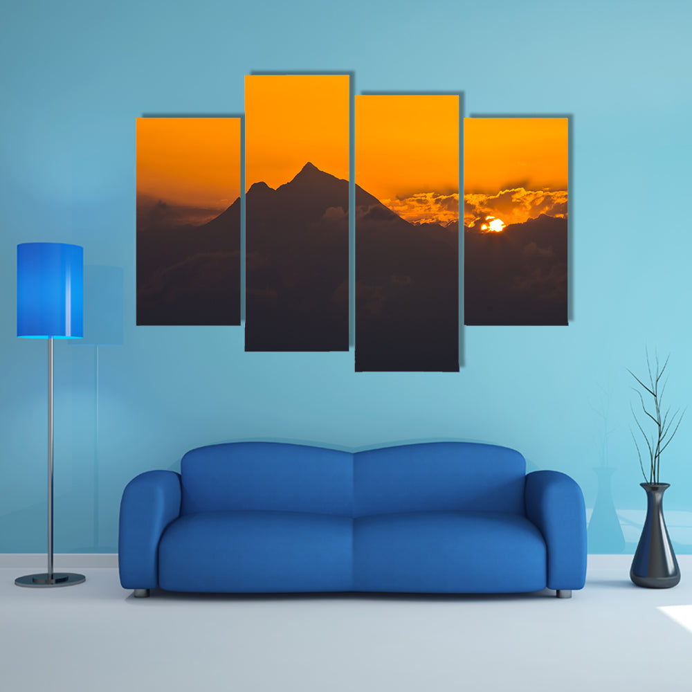 Sunrise At Holy Mountain Athos In Chalkidiki Greece Canvas Wall Art