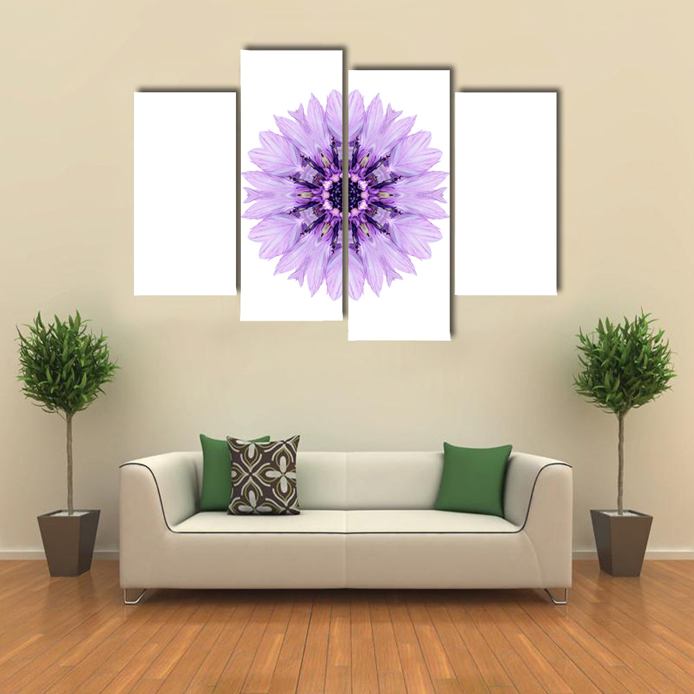 Purple Cornflower Mandala Canvas Wall Art