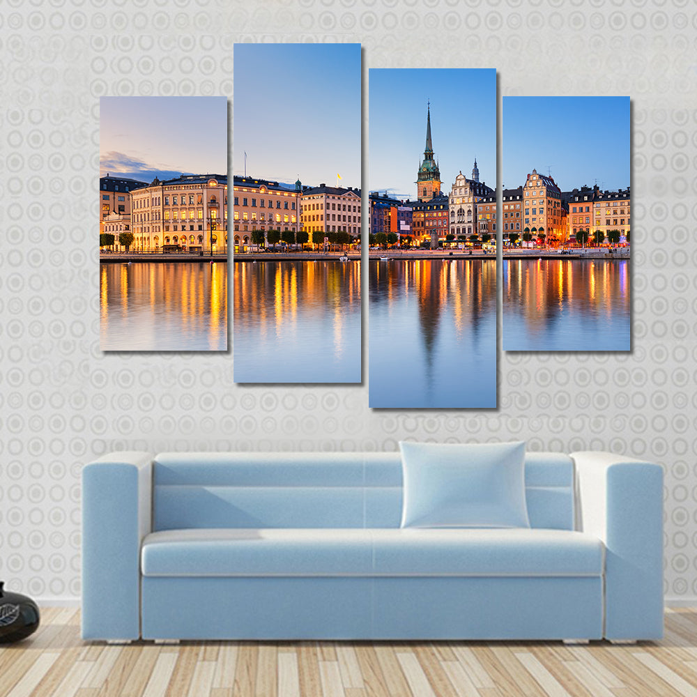 Gamla Stan In Stockholm At Evening Canvas Wall Art