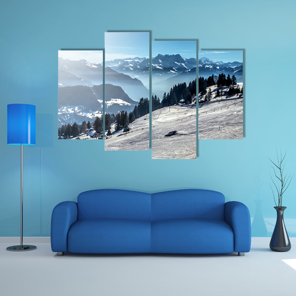 Winter Mountain Ski Slope Canvas Wall Art