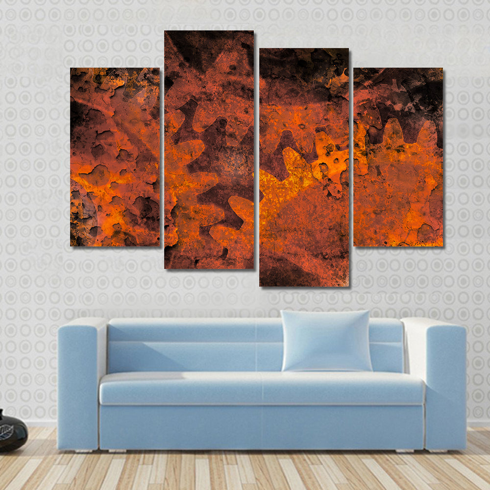 Rusted Gears and Cogs Canvas Wall Art