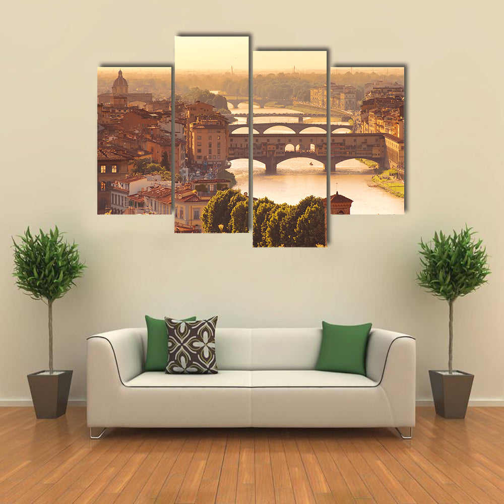View To Bridge Ponte Vecchio In Florence Italy Canvas Wall Art