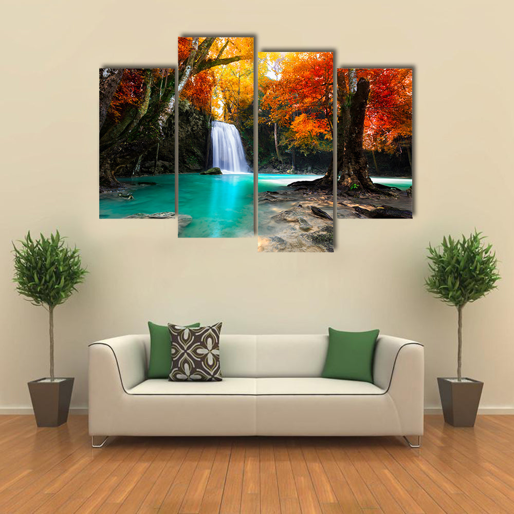 Deep Forest Waterfall In Kanchanaburi Thailand Canvas Wall Art