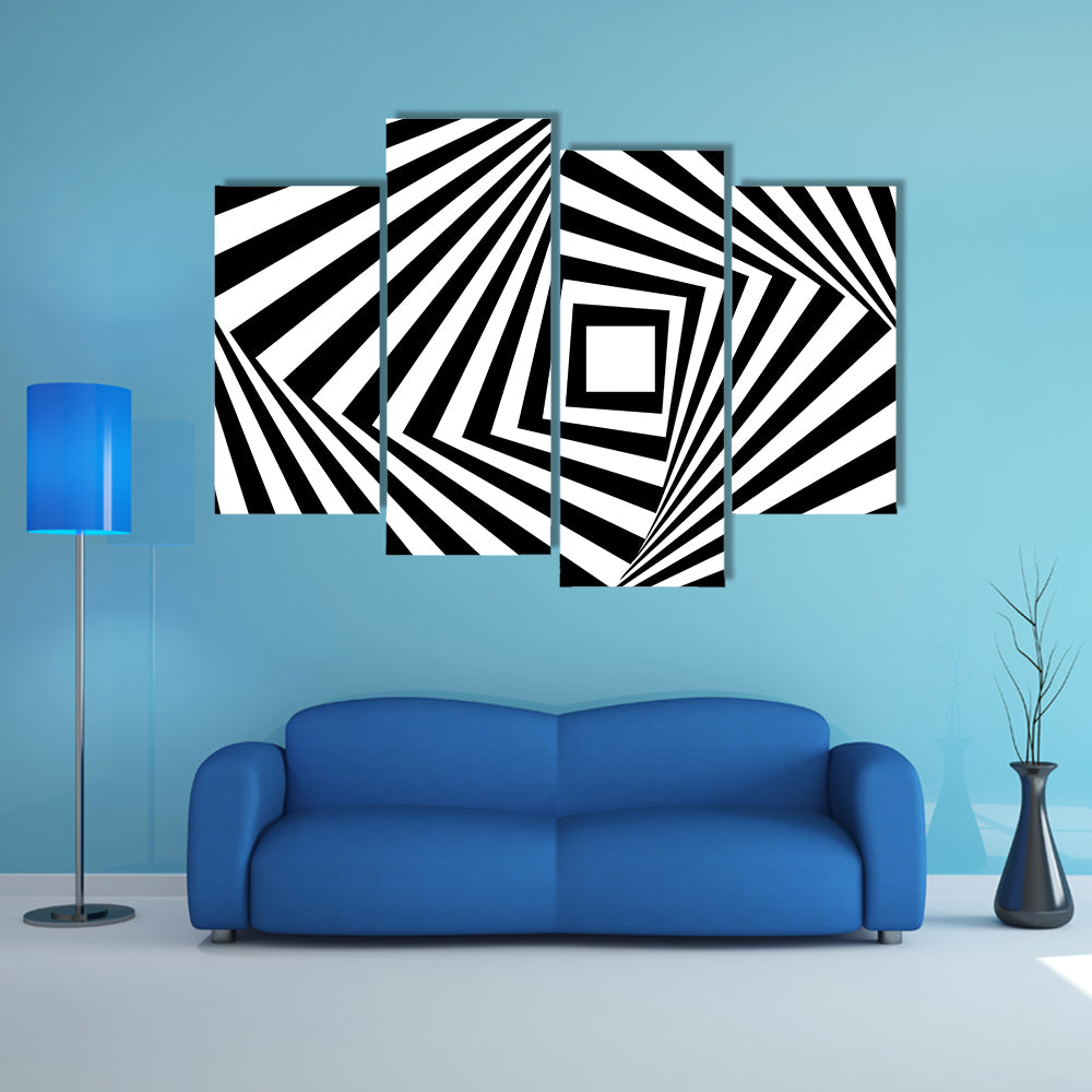 Black and White Concentric Squares Canvas Wall Art