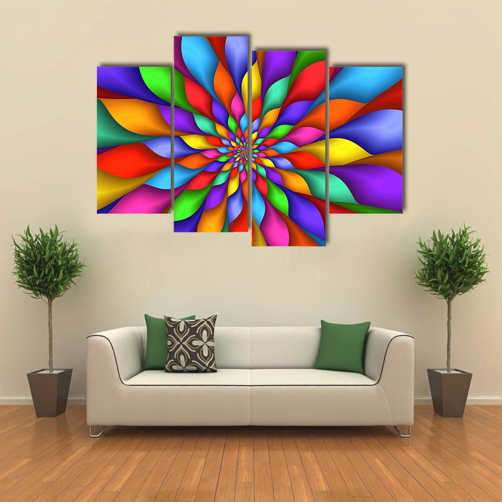 Rainbow Petal Spiral Abstract Canvas Wall Art