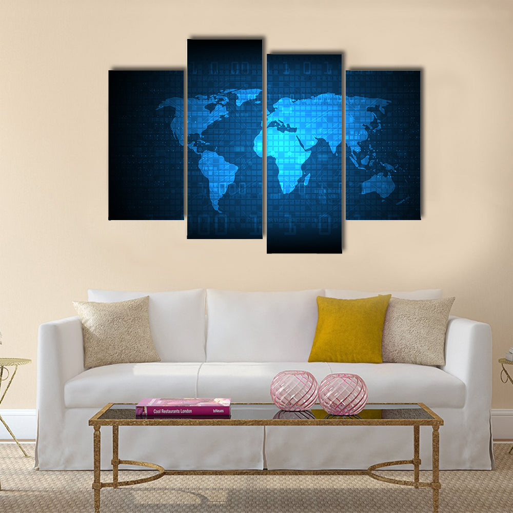 Digital Globe World Map Canvas Wall Art