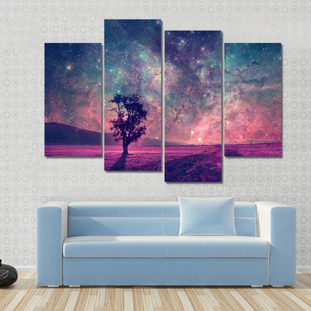 Alien Planet Nebula Silhouette Canvas Wall Art