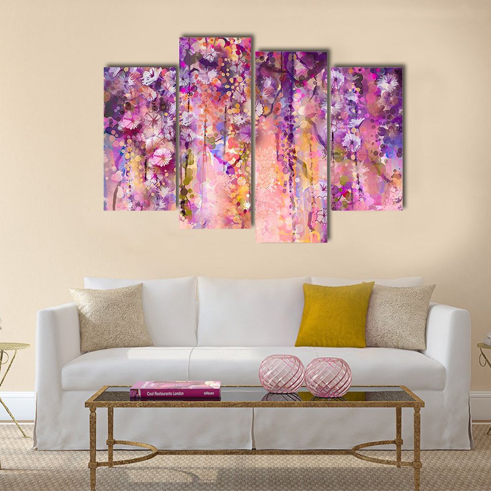Wisteria Blossoms in Purple and Pink Canvas Wall Art