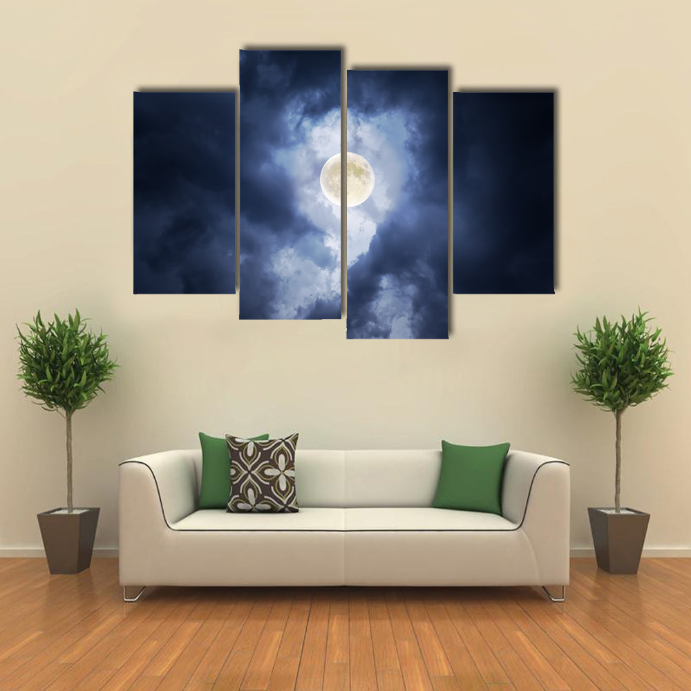 Supermoon in Clouds Canvas Wall Art