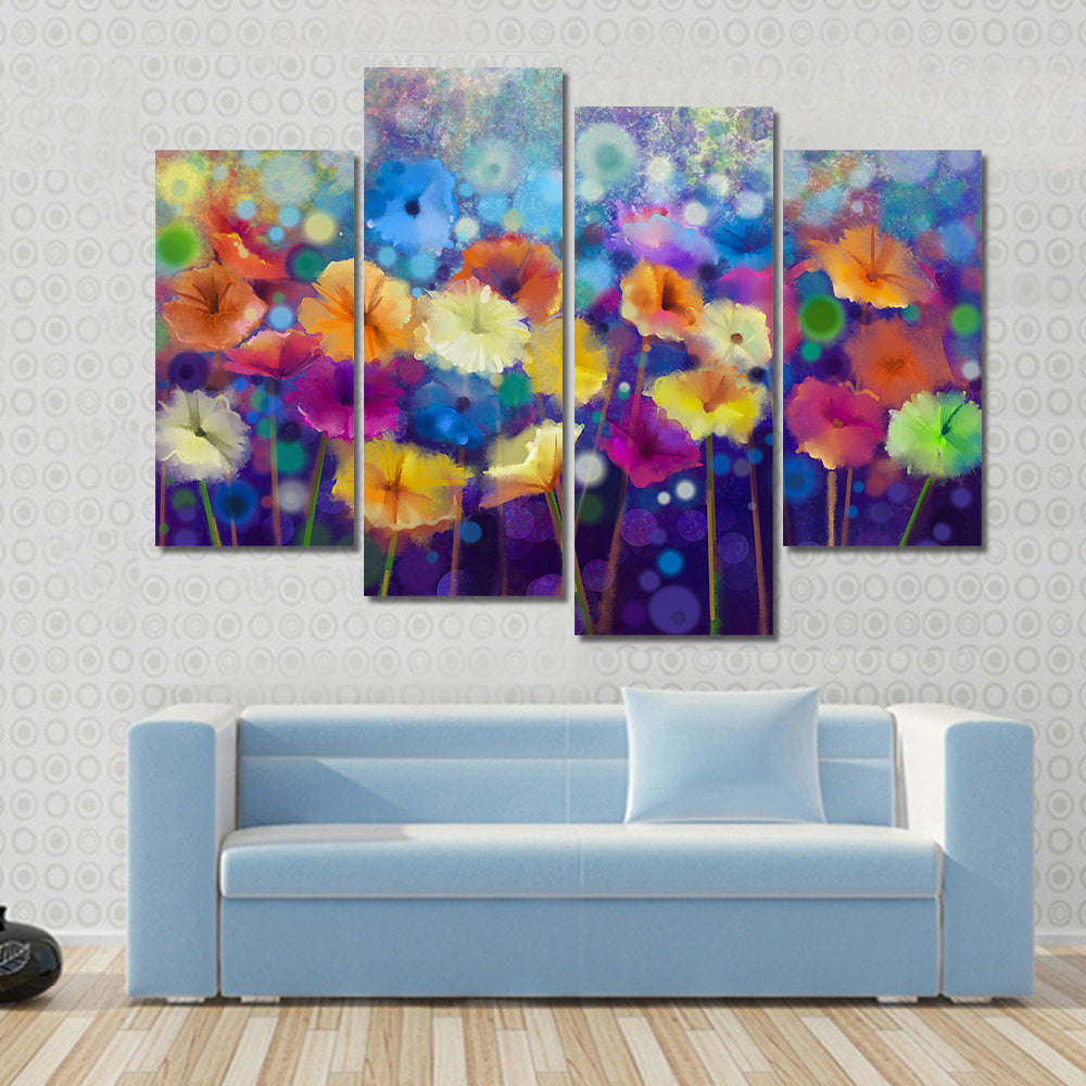 Colorful Watercolor Floral Meadow Canvas Wall Art