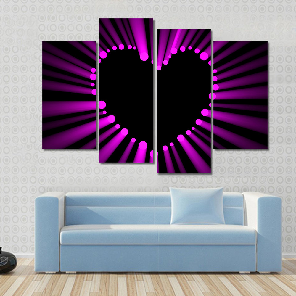 Magenta Heart with Radial Light Rays Canvas Wall Art